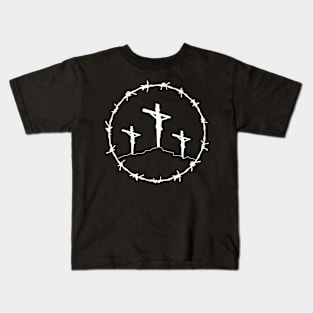 Golgotha Crucifixion Barbed Wire Hardcore Punk Pocket Kids T-Shirt